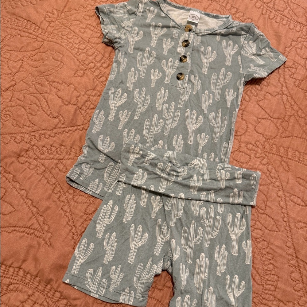 Lou Lou & Company Cactus Print Kids Matching Set - Blue and White